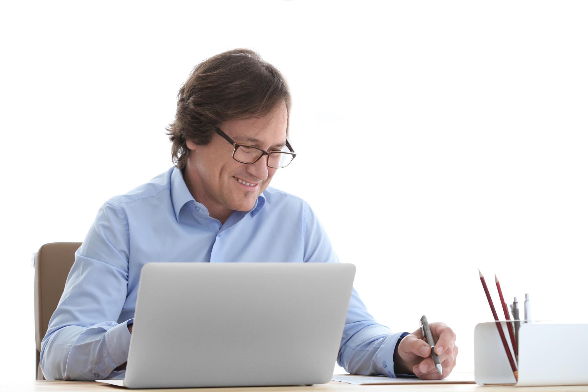 Person using laptop to review finances